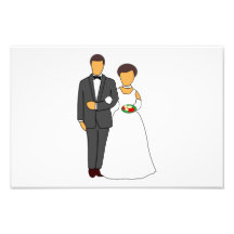 Dibujo animado de novia y del novio arte con fotos