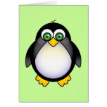 Dibujo animado de ojos verdes del pingüino felicitaciones