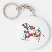 dibujo animado de Papá Noel del esquí Llavero Personalizado