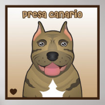 Dibujo animado de Presa Canario Posters