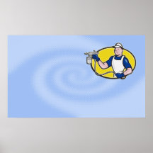 Dibujo animado del arma de rociadura del pintor de poster
