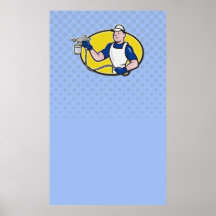 Dibujo animado del arma de rociadura del pintor de poster