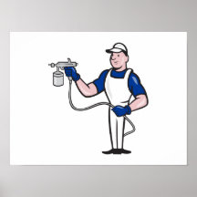 Dibujo animado del arma de rociadura del pintor de impresiones