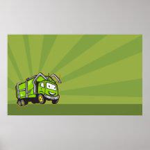 Dibujo animado del camión de los desperdicios de l posters