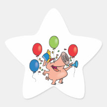 dibujo animado del cerdo del fiesta de la celebrac calcomanía cuadrada personalizada