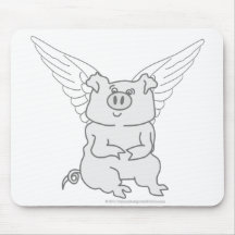 Dibujo animado del cerdo del vuelo alfombrilla de ratón