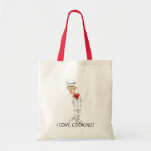 Dibujo animado del cocinero con refranes divertido bolsas