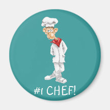 Dibujo animado del cocinero con refranes divertido imanes  