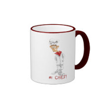 Dibujo animado del cocinero con refranes divertido taza
