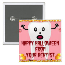 Dibujo animado del dentista de Halloween Pins