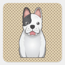 Dibujo animado del dogo francés colcomanias cuadradas personalizadas