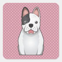 Dibujo animado del dogo francés calcomania cuadradas