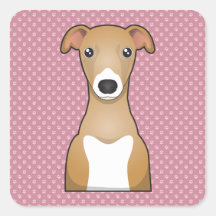 Dibujo animado del galgo italiano calcomanía cuadrada personalizada