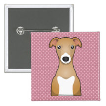 Dibujo animado del galgo italiano pins