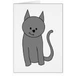 Dibujo animado del gato del gris ahumado felicitación