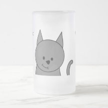 Dibujo animado del gato del gris ahumado taza de café