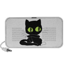 Dibujo animado del gato negro iPhone altavoz