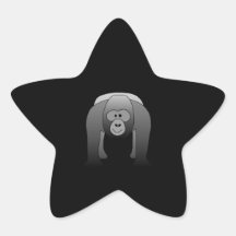 Dibujo animado del gorila del Silverback Pegatina Forma De Estrella