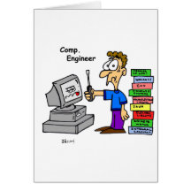 Dibujo animado del ingeniero informático tarjeton