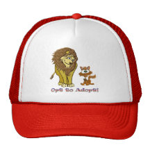 Dibujo animado del león y del gatito gorra