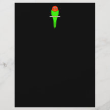 Dibujo animado del Parakeet. Pájaro en una perca Tarjetas Publicitarias