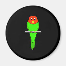 Dibujo animado del Parakeet. Pájaro en una perca Imanes
