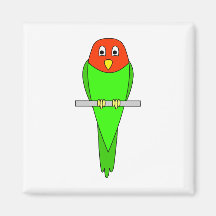 Dibujo animado del Parakeet. Pájaro en una perca Imán De Nevera