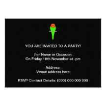 Dibujo animado del Parakeet. Pájaro en una perca Invitaciones Personalizada