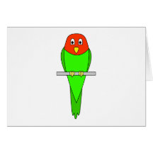 Dibujo animado del Parakeet. Pájaro en una perca Tarjeta