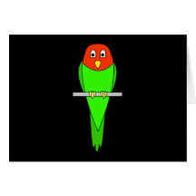 Dibujo animado del Parakeet. Pájaro en una perca Tarjeton