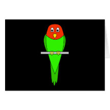 Dibujo animado del Parakeet. Pájaro en una perca Tarjetón