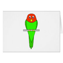 Dibujo animado del Parakeet. Pájaro en una perca Tarjetón