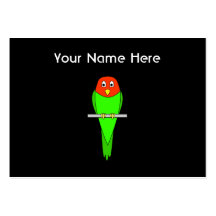 Dibujo animado del Parakeet. Pájaro en una perca Plantillas De Tarjetas De Visita