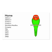 Dibujo animado del Parakeet. Pájaro en una perca Tarjetas De Visita