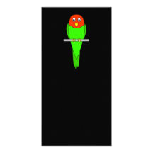 Dibujo animado del Parakeet. Pájaro en una perca Tarjeta Fotografica Personalizada