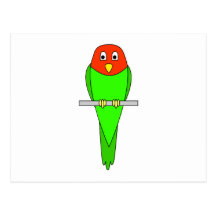 Dibujo animado del Parakeet. Pájaro en una perca Tarjetas Postales