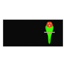 Dibujo animado del Parakeet. Pájaro en una perca Lona Publicitaria