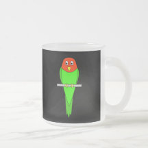 Dibujo animado del Parakeet. Pájaro en una perca Taza De Café