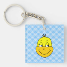 Dibujo animado del pato en modelo azul llavero