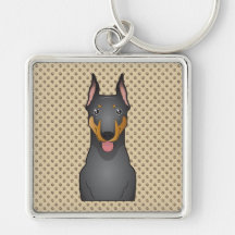Dibujo animado del Pinscher del Doberman Llaveros