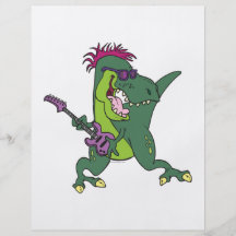 dibujo animado del t-rex del rock-and-roll tarjeton