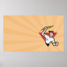 Dibujo animado del trabajador de construcción del  poster