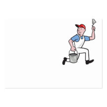 Dibujo animado del trabajador de la albañilería de tarjeta de visita