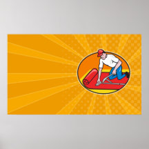 Dibujo animado del trabajador del ajustador de la  posters