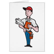 Dibujo animado del trabajador del ingeniero de con felicitacion 