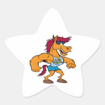 dibujo animado divertido del caballo del semental  colcomanias forma de estrella personalizadas