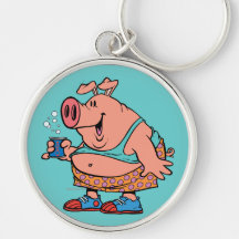 dibujo animado divertido del cerdo del cerdo del j llaveros personalizados