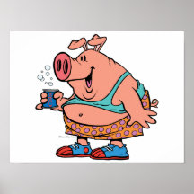 dibujo animado divertido del cerdo del cerdo del j posters