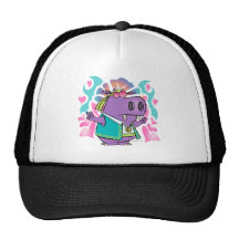 dibujo animado divertido del hipopótamo del hippie gorros bordados
