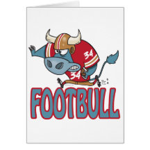 Dibujo animado divertido del toro del fútbol de Fo Tarjetón